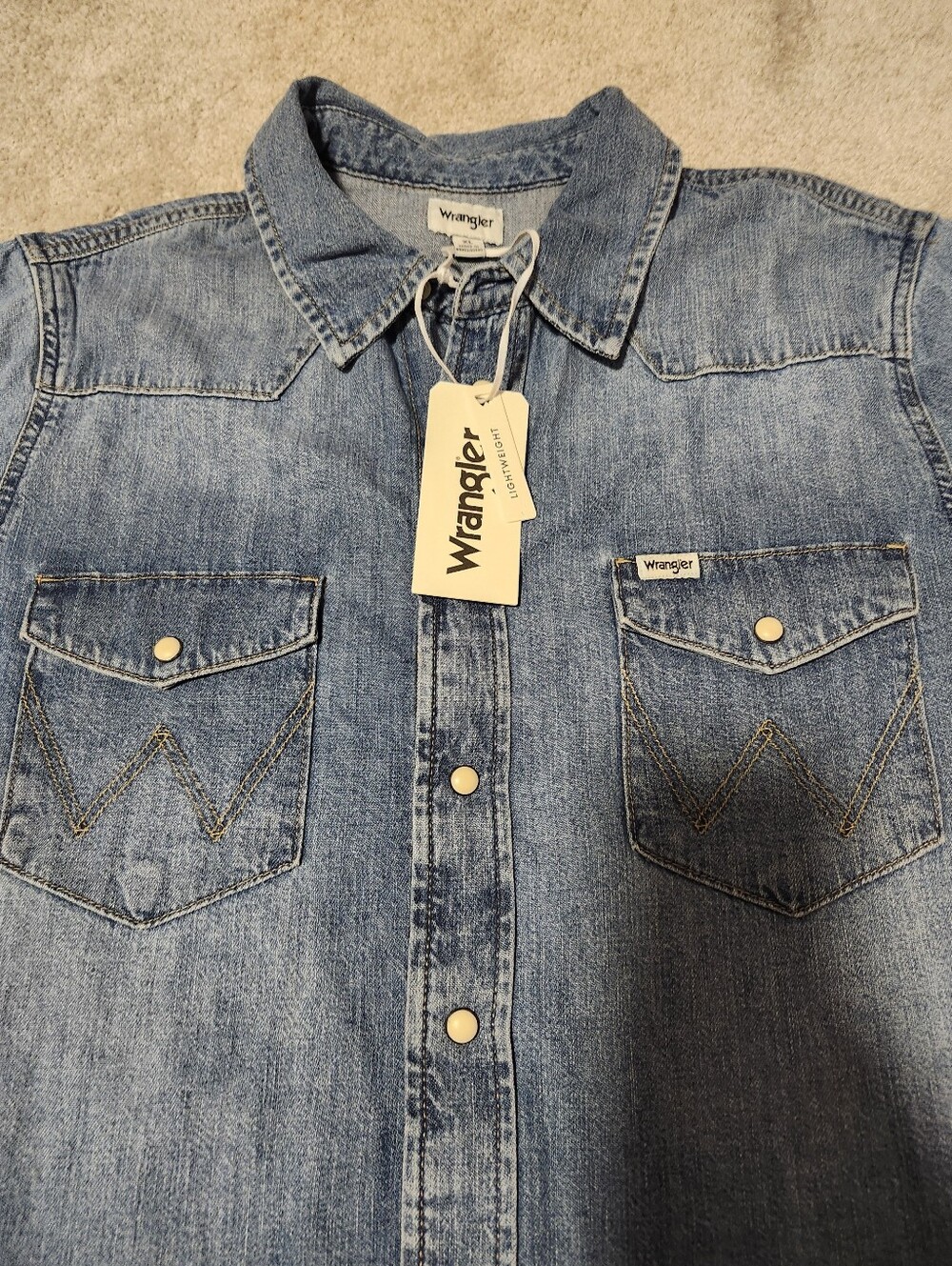 NWT Wrangler Women's Mini Denim Dress Pearl Button 100% Cotton Size XL - Picture 9 of 9